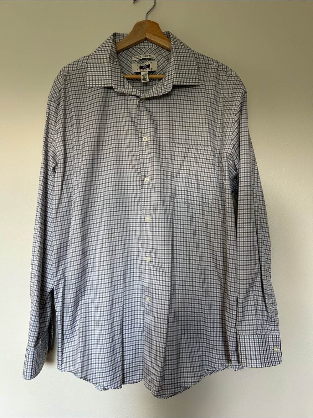 Joseph Abboud Men's Long-Sleeve Micro-Check Dress Shirt - White & Blue
